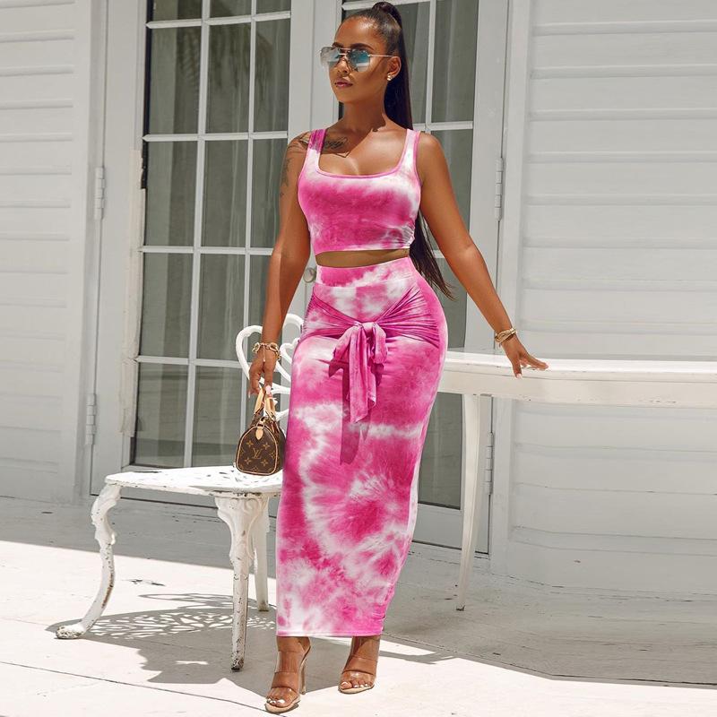 Summer Tie Dye High Waist Suit