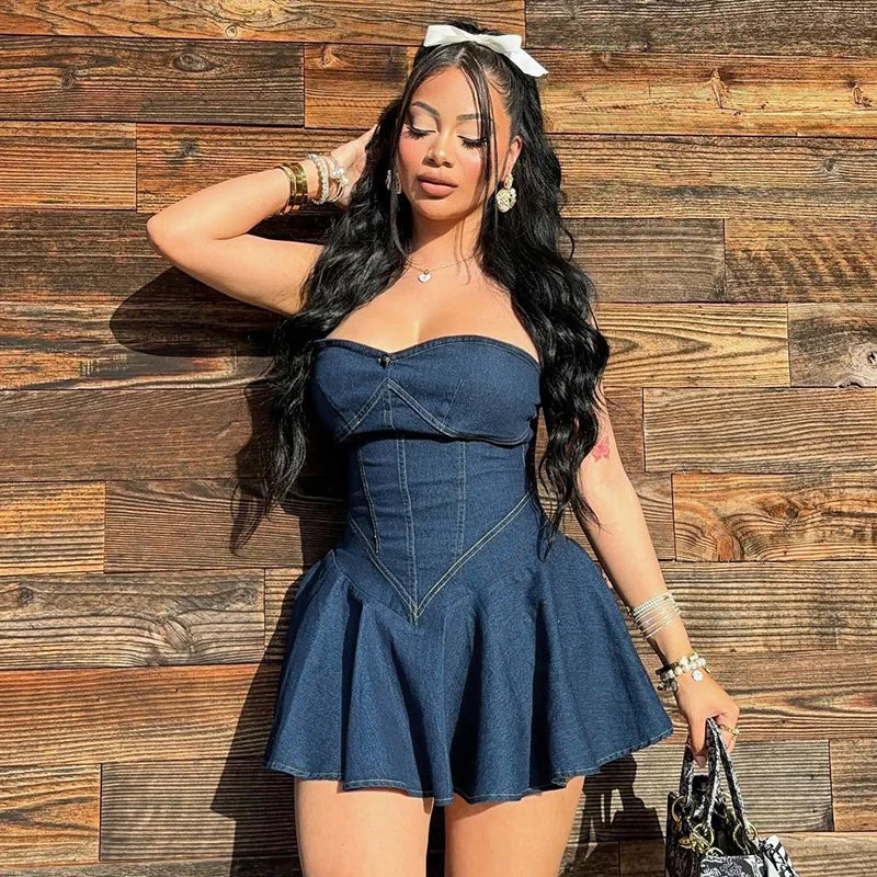 Denim Strapless Dress