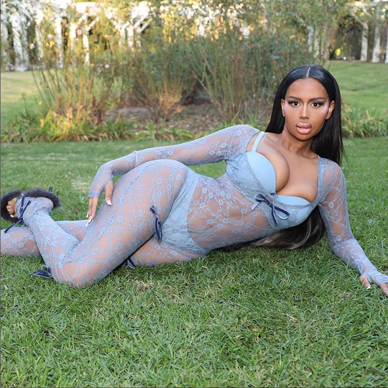 See Through Cleavage Jumpsuit