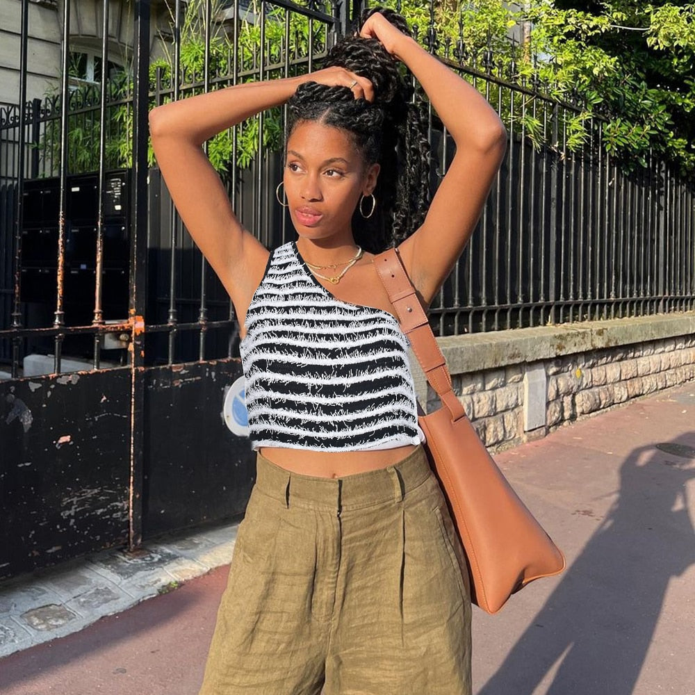 Fuzzy Striped Crop Top