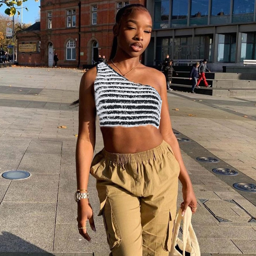 Fuzzy Striped Crop Top