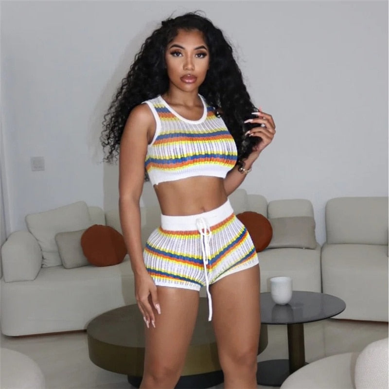 Knitted Striped Set