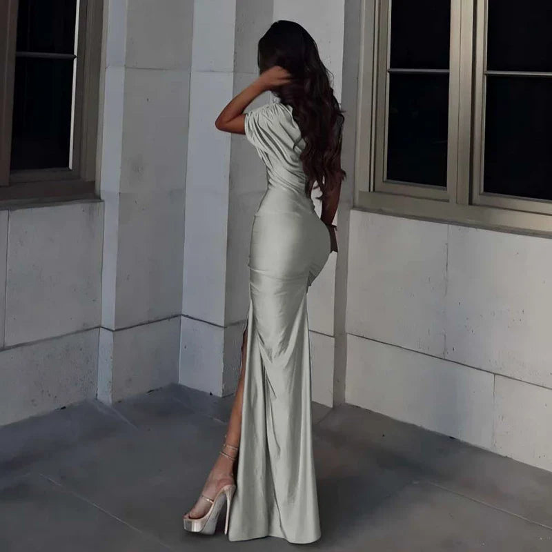 Elegant Draped Cut-Out Dress