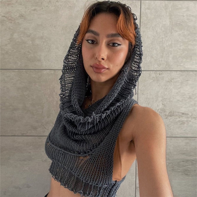 Knit Hooded Wild Tank Top