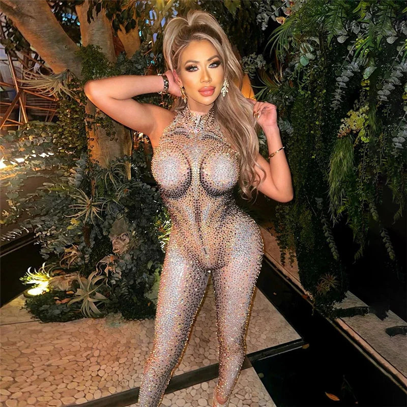 Shiny Body Print Jumpsuit