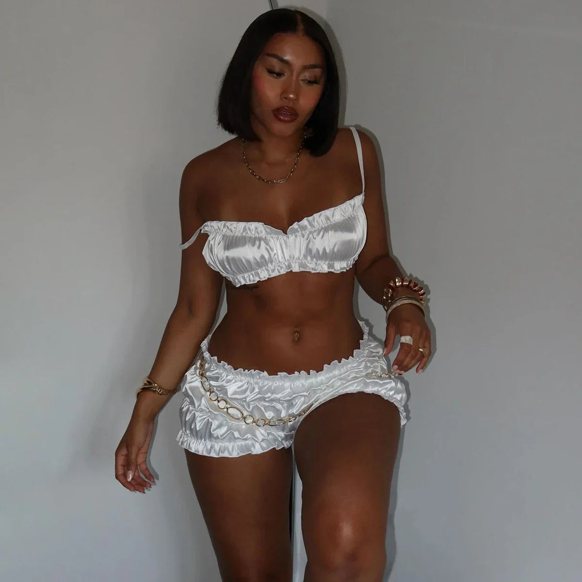 Silk Cropped Matching Set