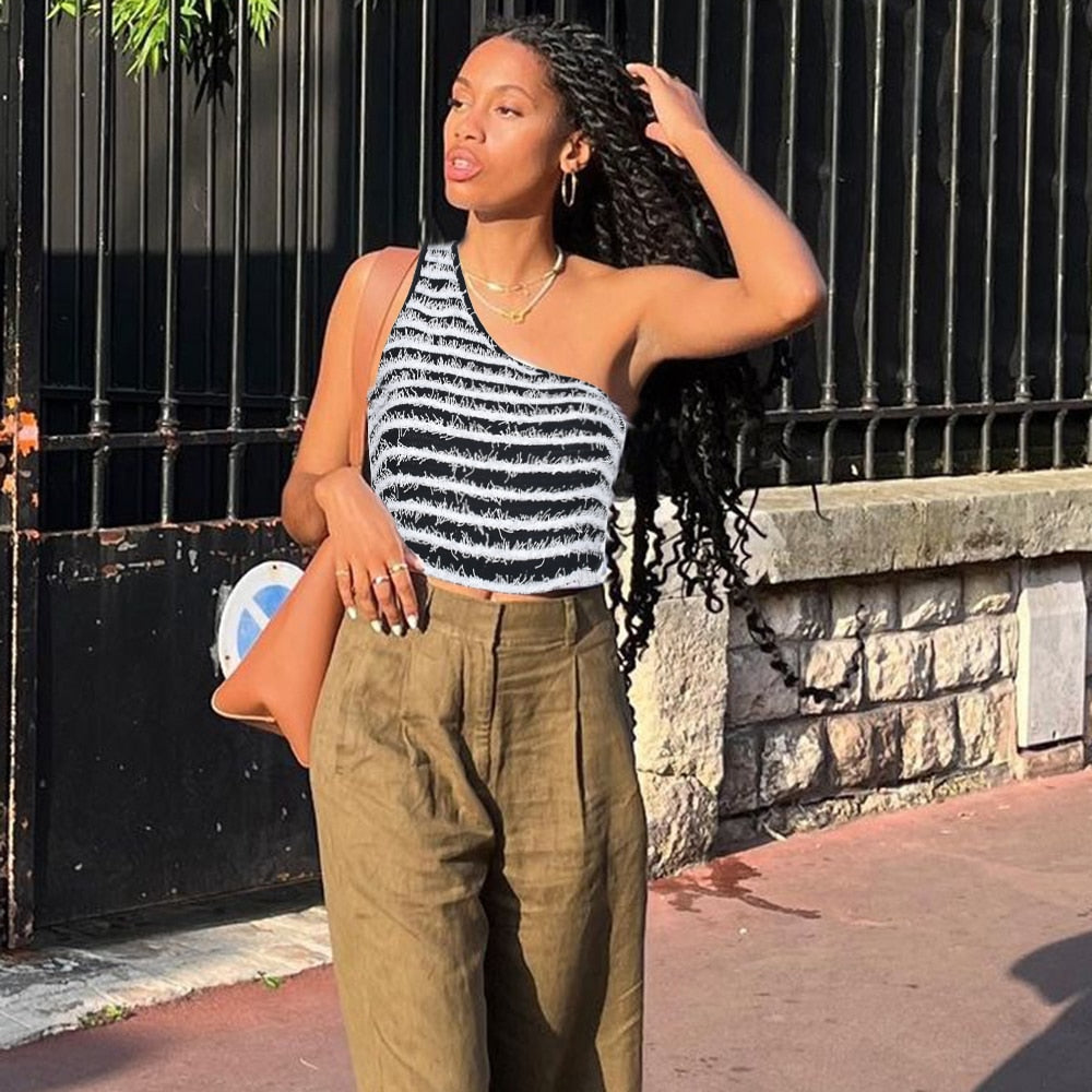 Fuzzy Striped Crop Top