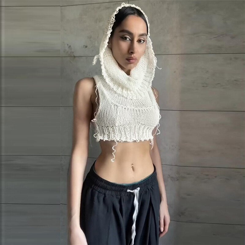 Knit Hooded Wild Tank Top