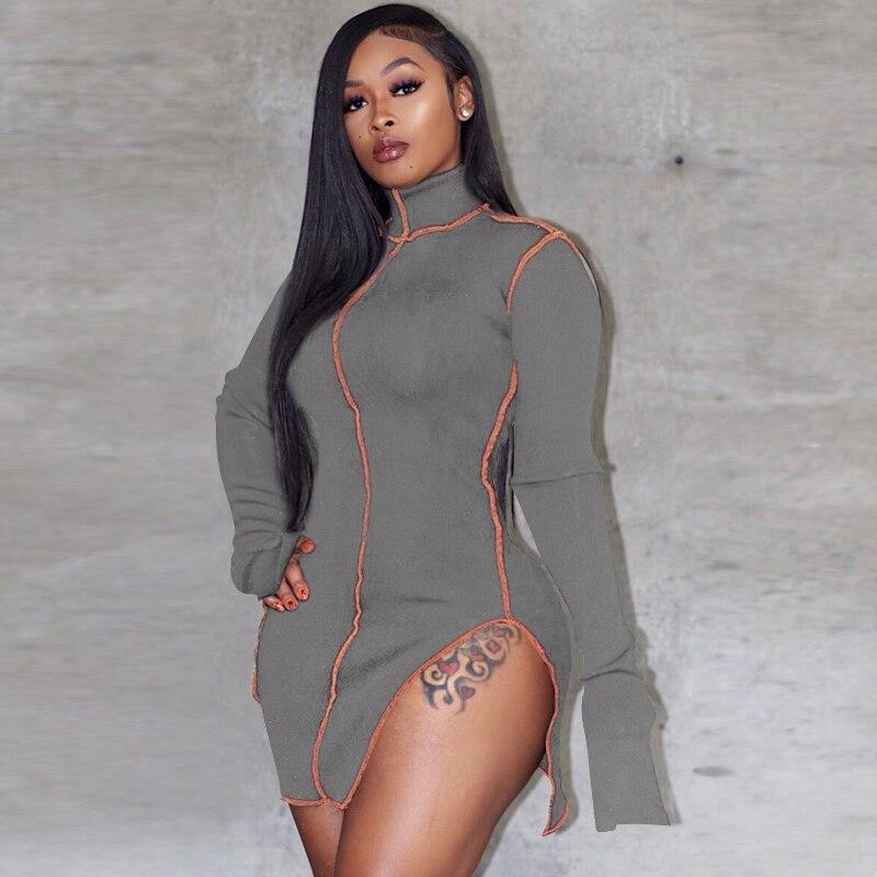 Side Slit Long Sleeve Dress