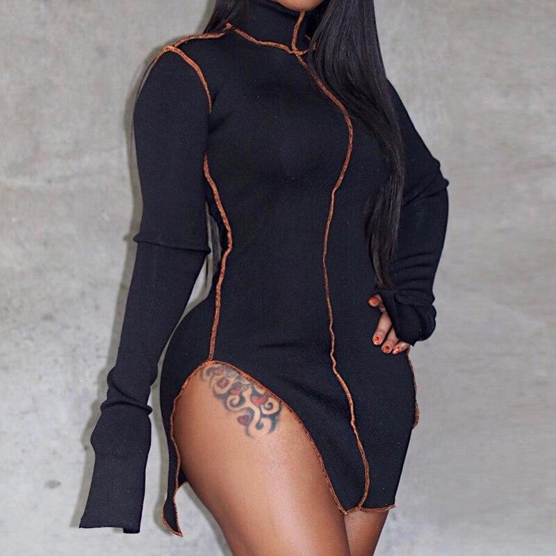 Side Slit Long Sleeve Dress