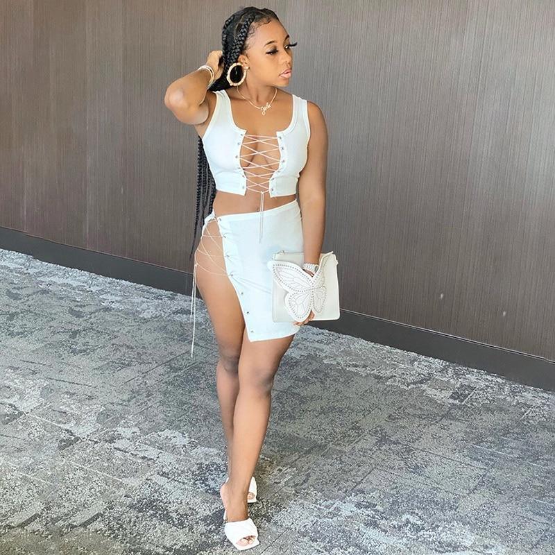 Lace Up Bandage Two Piece Set