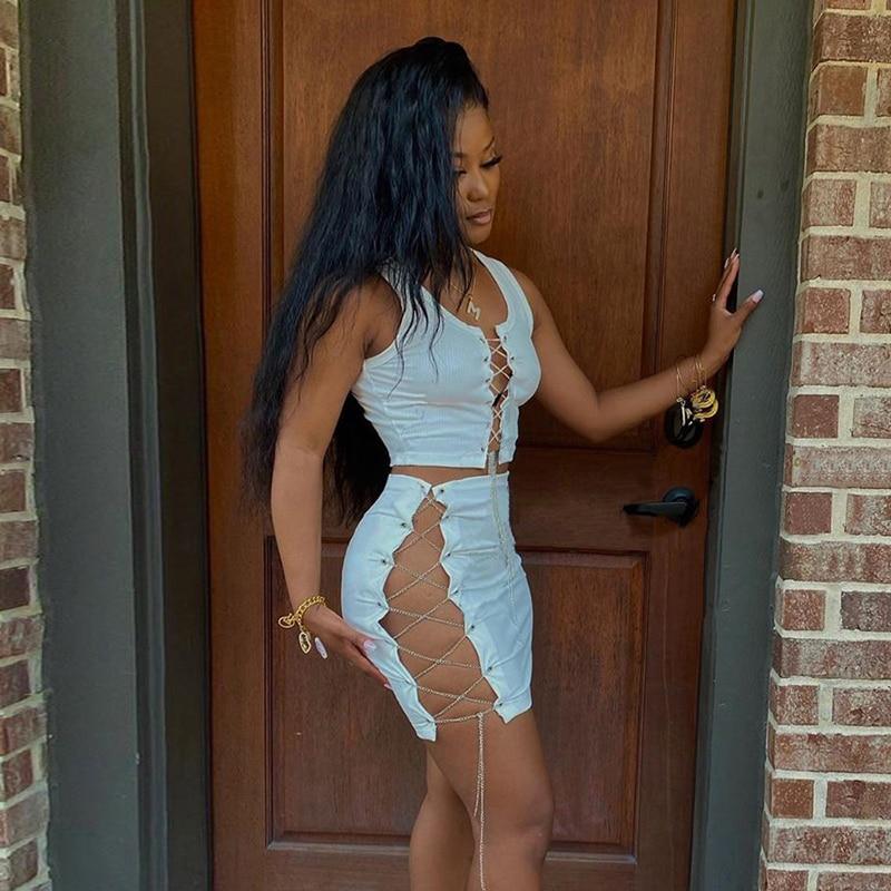 Lace Up Bandage Two Piece Set