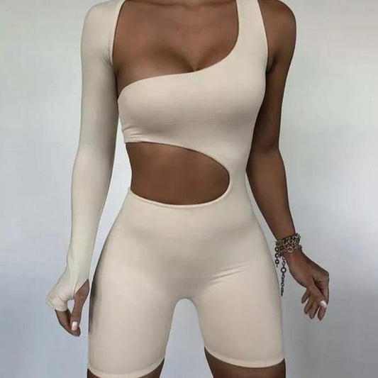 Asymmetrical High Waist Romper